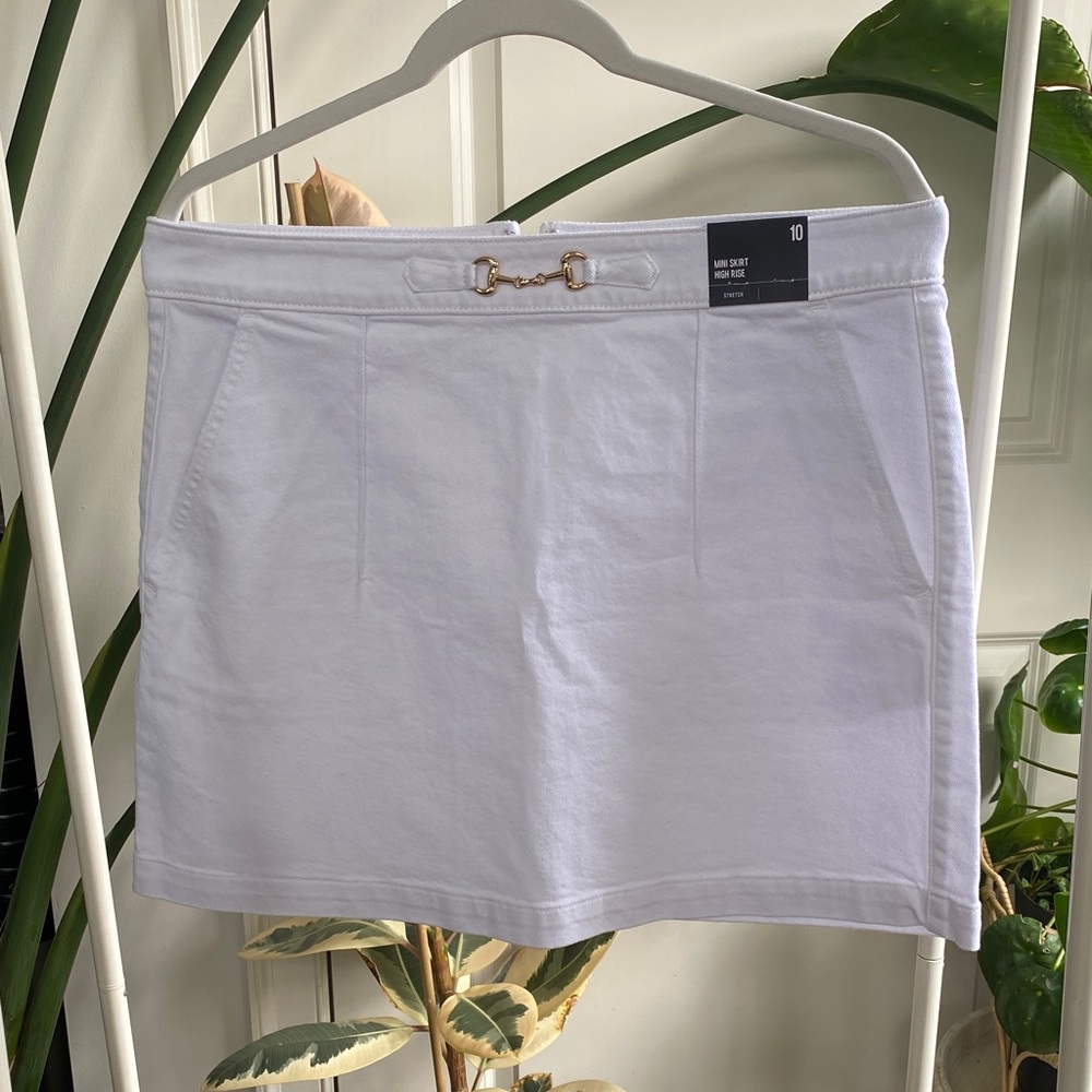 White Horsebit Mini Skirt